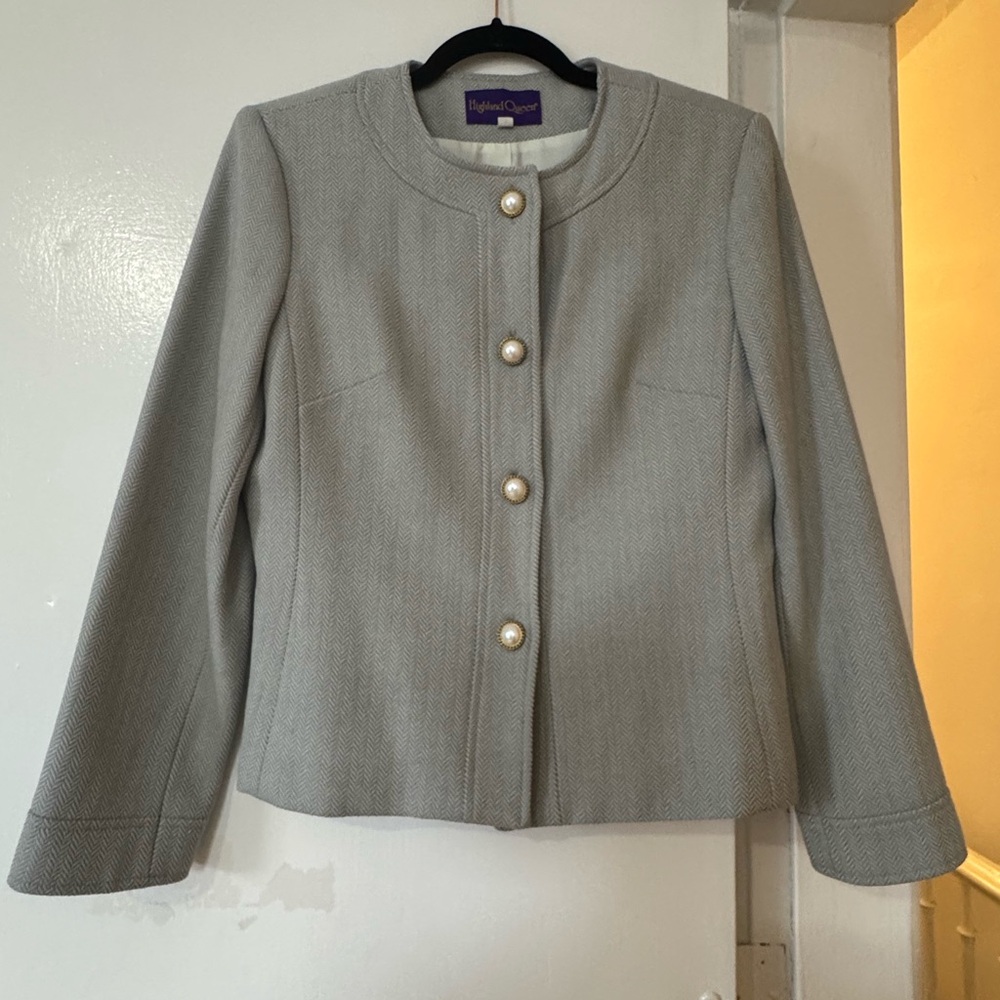 Highland Queen Gray Blazer with Pearl Buttons